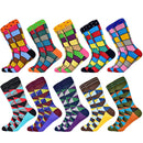 Heißer Verkauf Männer Socken 2020 Neue Bunte Geschenke für Männer Baumwolle Herren Socken Geometrische Gitter Klassische Glückliche Business Casual Socken Männer