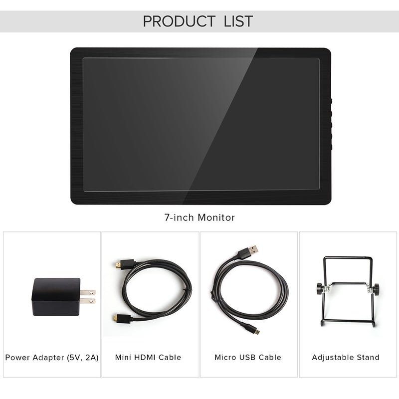 Mini Monitor portátil UPERFECT de 7 pulgadas, pantalla IPS HD WLCD, pantalla HDMI para ordenador portátil, PS4, Xbox, Monitor de juegos, película de viaje, 450cd/m