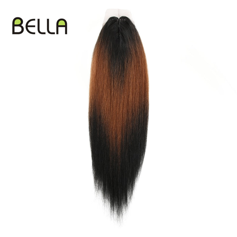 Mechones de pelo liso Yaki mechones Ombre pelo sintético 4 unids/pack 18-22 pulgadas 245g mechones con cierre BELLA extensiones de cabello tejido