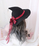 Alta calidad Lolita Halloween Lolita ROSE Lazo grande Gorro de bruja de Halloween Sombrero de bruja Mo Nv Mao
