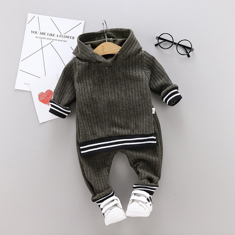 Toddler Clothing Soft Cotton Boutique Set Kids Boys Solid Long Sleeve Hoodie Tops Sweatsuit Pants Kids Outfit Set For 1-4 Years