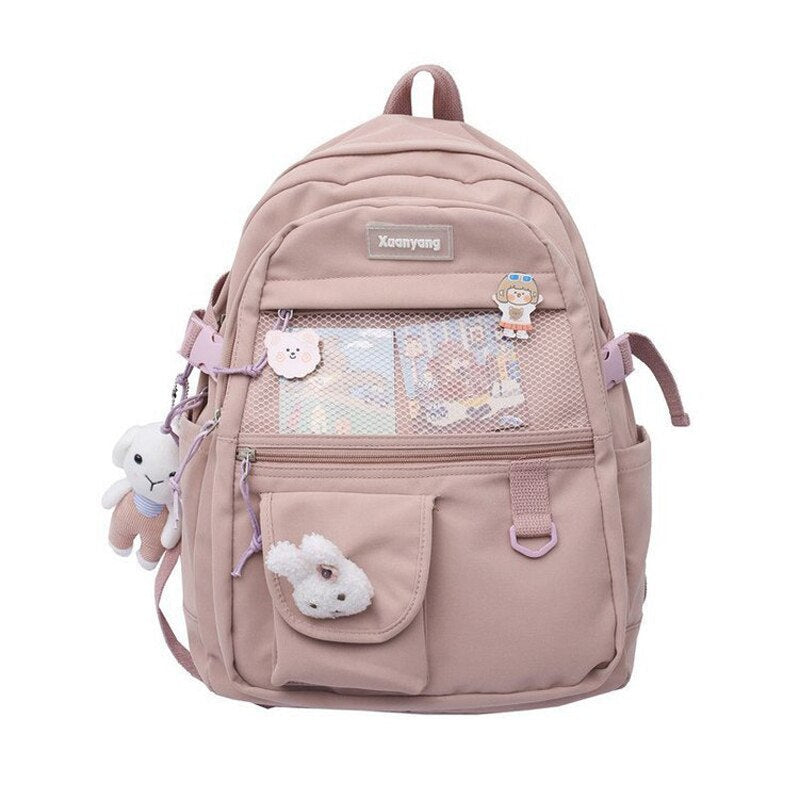 Mochila de moda japonesa para Mujer, mochilas escolares para chicas adolescentes, mochilas de malla de nailon con múltiples bolsillos, Mochila femenina, Bolsa para Mujer