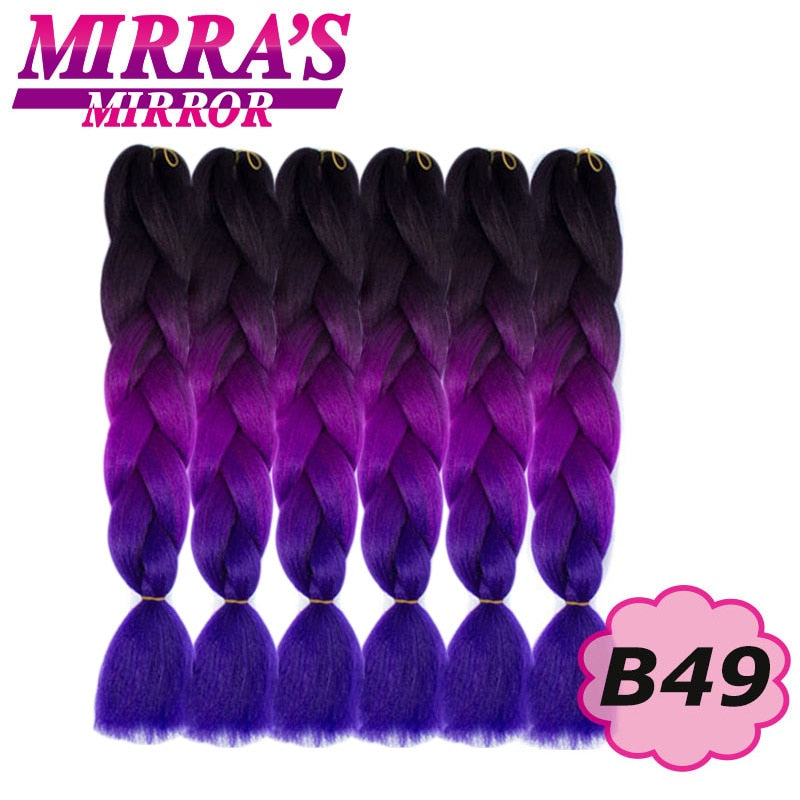 24 Zoll Jumbo Braids Synthetisches Haar für Box Braid Ombre Braiding Hair Extensions Three Tone Schwarz Braun Blau Pink Mirra's Mirror