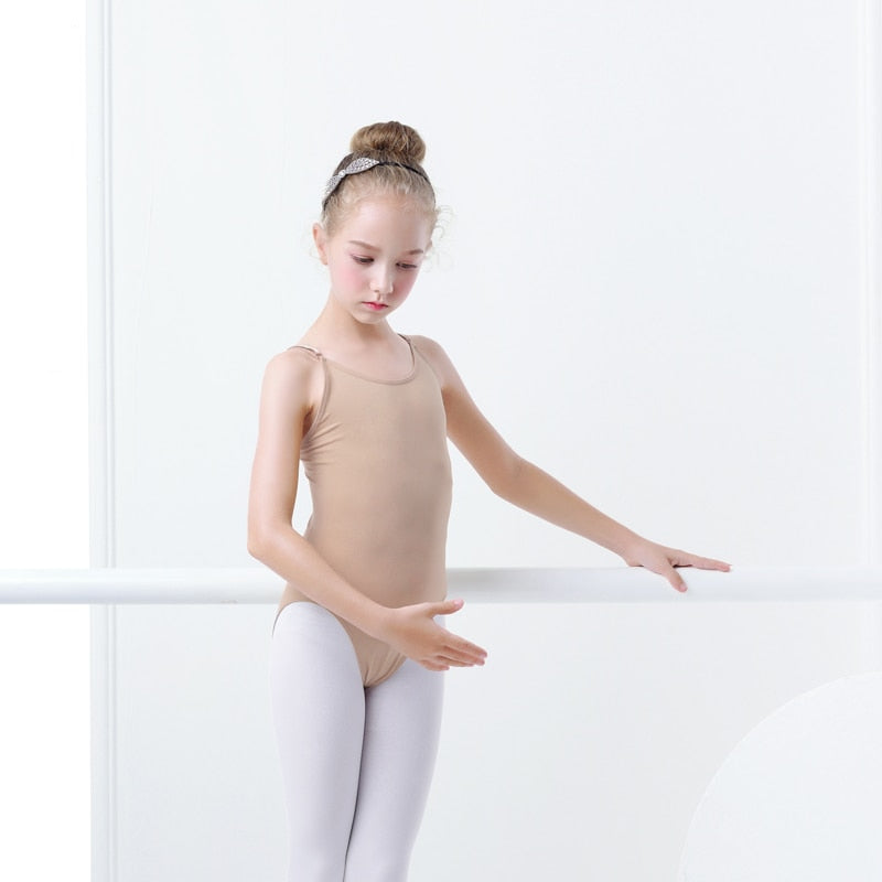 Nude Camisole Ballet Leotards for Girls Kids Seamless Underwear Skin Colored Gymnastics Leotard Adjustable