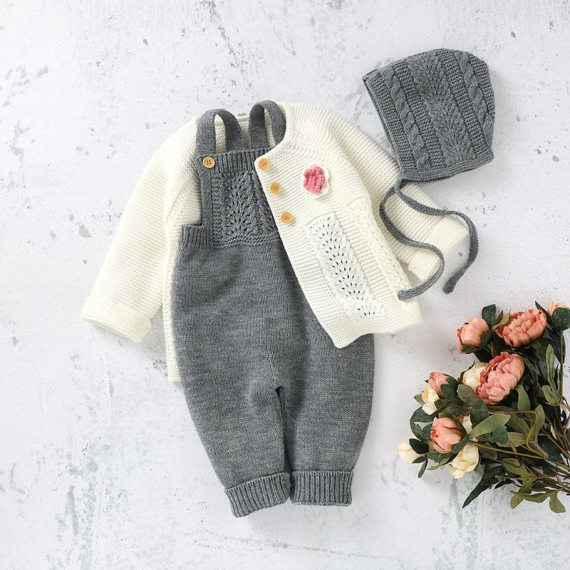 Baby Rompers Autumn Winter Toddler Jumpsuits Infant Tops Clothing  Long Sleeve Newborn Girl Kids Onesies Solid Ribbed Knitted