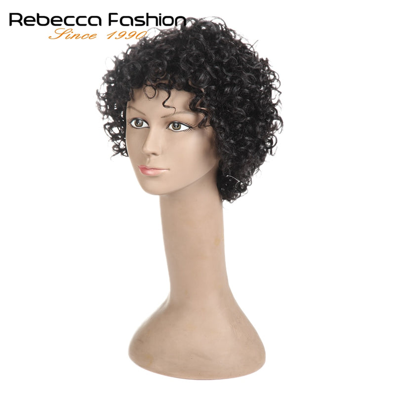 Rebecca Short Loose Curly Wigs For Black Women Brazilian Remy Bouncy Curly Human Hair Wigs Short Wig Blond Red Cosplay Full Wig