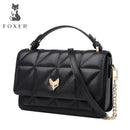 FOXER Original Split Leather Office Women Messenger Bag Stylish Lady Purse Irregular Classical Flap Elegant Female Shoulder Bag
