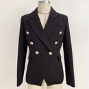 HIGH STREET 2022 Nueva chaqueta de diseñador de moda Botones de león para mujer Chaqueta de piqué de doble botonadura Marrón