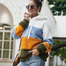 Lossky Frauen Hoodies Sweatshirt Gestreift Patchwork Damen Langarm Pullover Plüsch Top Herbst Winter Weibliche Warme Kleidung 2022