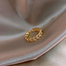 Korean fashion jewelry exquisite copper inlaid zircon hollow twisted ring elegant women wedding party opening adjustable ring