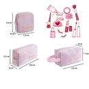 PURDORED 3 Pcs/set Velvet Cosmetic Bag Set Solid Women Makeup Bag Organizer Travel Toiletry Wash Bag Kit Neceser Kosmetyczka