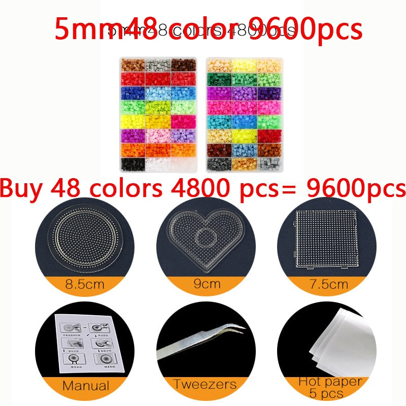 24/72 colors box set hama beads toy 2.6/5mm perler educational Kids 3D puzzles diy toys fuse beads pegboard sheets ironing paper