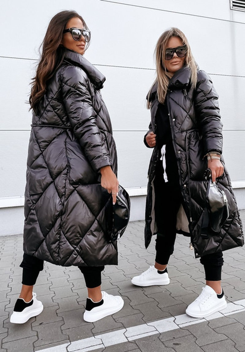 Chaqueta mujer 2021 nueva moda Color sólido manga larga cremallera chaquetas invierno cálido Casual largo moda abrigo prendas de vestir exteriores S-5XL
