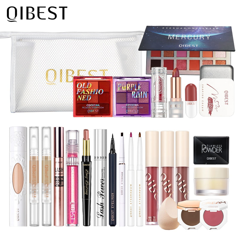 QIBEST Professionelles Make-up-Set All-in-One-Kosmetik-Set Lippenstift Lidschatten Mascara Concealer Augenbraue Frauen Make-up-Set Geschenk