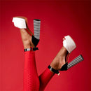 Onlymaker Damen Sandalen Plattform Peep Toe Chunky Square Heels Knöchelriemen Sandalen Schwarz-Weiß-Streifen Party Fashion Schuhe