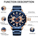 Curren Herrenuhr Top Luxusmarke Großes Zifferblatt Blau Quarz Herrenuhren Chronograph Sport Armbanduhr Mann Edelstahl Datum Uhr