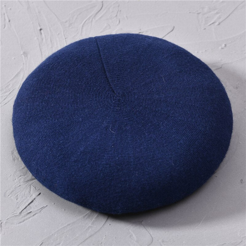 Women Beret Fashion Hat Winter Female Knitted Cotton Wool Hats Spring Brand Girls Wool Solid Color Beret