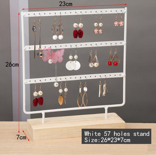 Nice Steel Earrings Storage Holder Jewelry Display Stand for Earrings Necklaces Bracelets Pendants Wooden Base Jewellery Rack