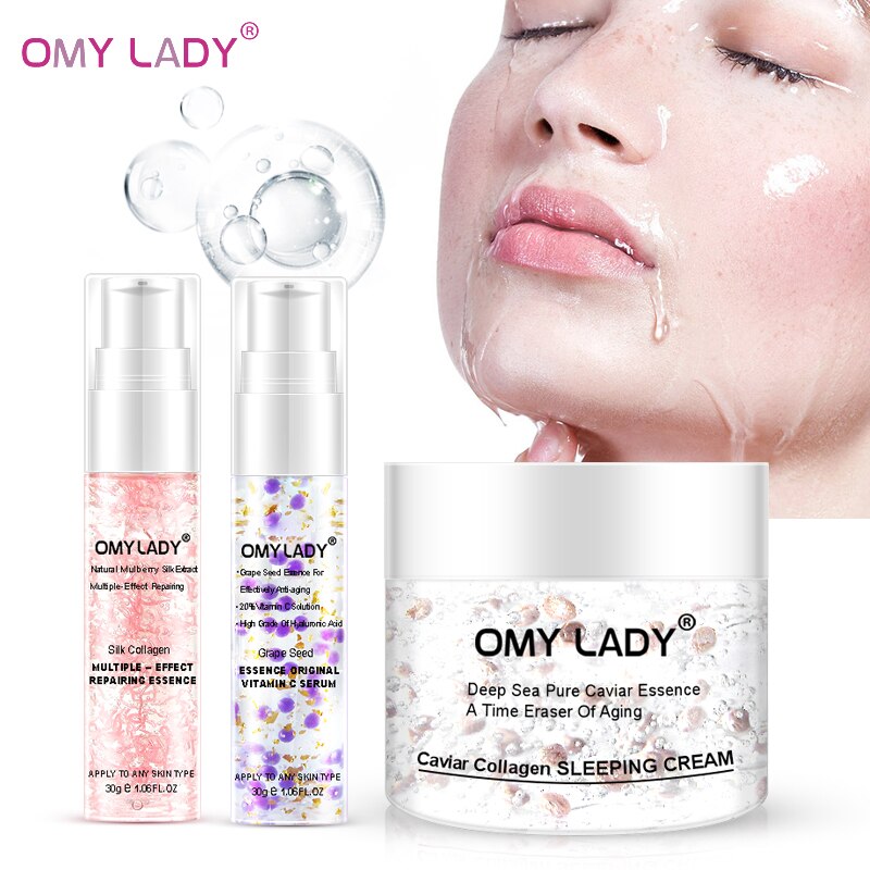 3PCS OMY LADY GrapeSeed Essence Original Vitamin C Serum Face Cream Liquid Essence Delay Aging Reduce Wrinkles Moisturizing Skin