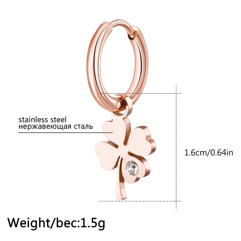 New Four Leaf Clover Earrings for Women Gold Silver Plated Hoops Earrings 2021 Trend Stainless Steel Jewelry Free Shipping