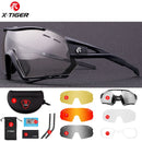 X-TIGER Photochrome Fahrradbrille 5 Linsen UV400 Mountainbike Brille Herren Outdoor Sport Fahrradbrille mit Myopie Rahmen