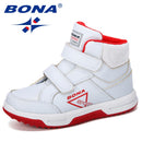 BONA, nuevo diseñador, Otoño Invierno, zapatos para niños, botas clásicas para niños, botas de nieve para niñas, botas de cuero PU, zapatillas planas, zapatillas de moda