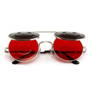 SHAUNA Spring Hinge Cute Smiling Face Women Folding Punk Sunglasses Unique Men Double Lens Tinted Steampunk Glasses UV400