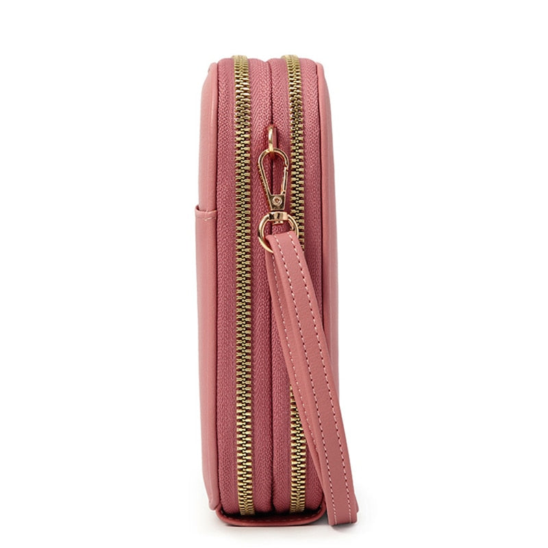 Mini bolso de hombro con bolsillo para teléfono de diseñador para mujer, bandolera de dos capas para mujer, bolso cruzado pequeño de piel sintética para mujer