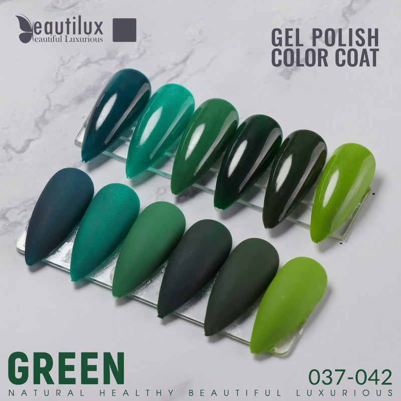Beautilux Nail Gel Polish Kit Green Color Collection Neon Nails Art Gels Varnish Lot Soak Off UV LED Nail Lacquer Set 10ml x6pcs
