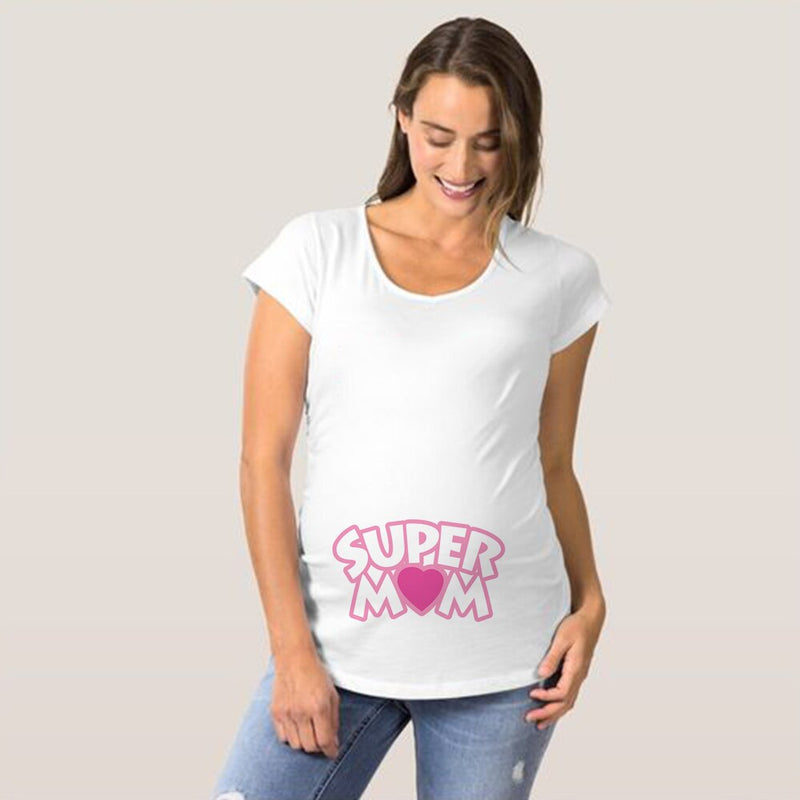 Baby printing Pregnant Women T-Shirt Funny Pregnancy Shirts for Trendy Moms Cute Pattern Print Maternity Shirt Short Sleeve Tops