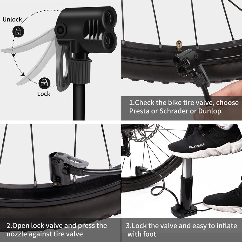 WEST BIKING Ultra-light MTB Road Bike Pump Portable Cycling Air Inflator Foot Pump 100/120Psi High Pressure Bicycle Tire Pump