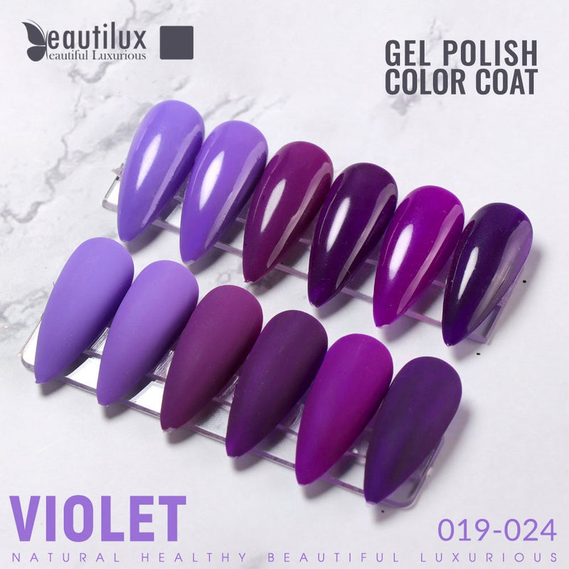 Beautilux Nail Gel Polish Kit Violeta Púrpura Lavanda Color UV LED Geles Set Semi Permanente Esmalte de uñas Laca 10ml 6pcs / lot