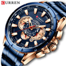 Curren Herrenuhr Top Luxusmarke Großes Zifferblatt Blau Quarz Herrenuhren Chronograph Sport Armbanduhr Mann Edelstahl Datum Uhr