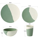 Umweltfreundliches Bambusfaser-Geschirr-Set, leichte Bambusteller, Geschirr, Teller, Schüssel, Tassen-Set für Party, Camping, Muttertag