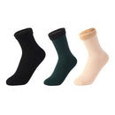 3 Paar/Set Damen Winter Warme Socken Verdicken Thermische Nylon Einfarbige Socken Weicher Schnee Samt Stiefel Boden Schlaf Schwarze Socke