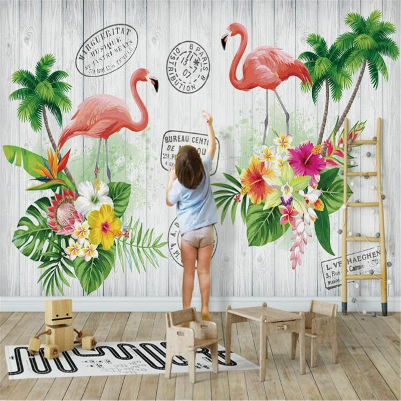 milofi factory custom wallpaper mural 3D Nordic couple flamingo children&