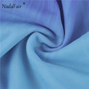 Nadafair Tie Dye Hose Y2K Ästhetische Kleidung 2021 Farbverlauf Sexy Hosen Frauen Geraffte Bandage Hohe Taille Schlaghose