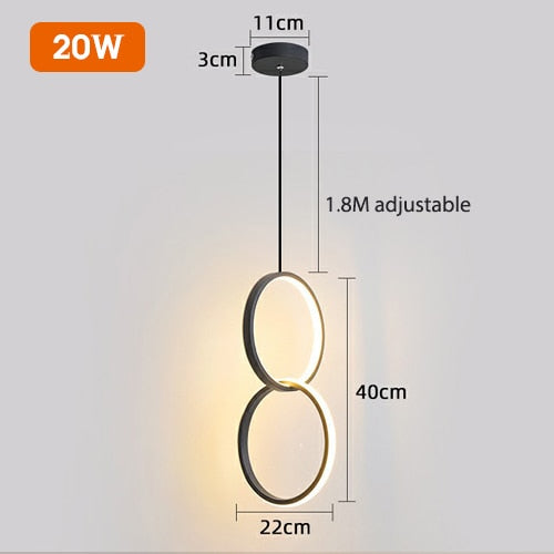 Modern Led Pendant Lights Bedside Bedroom Minimalist Hanging Lamps For Ceiling Background Wall Dining Room Suspension Luminaire