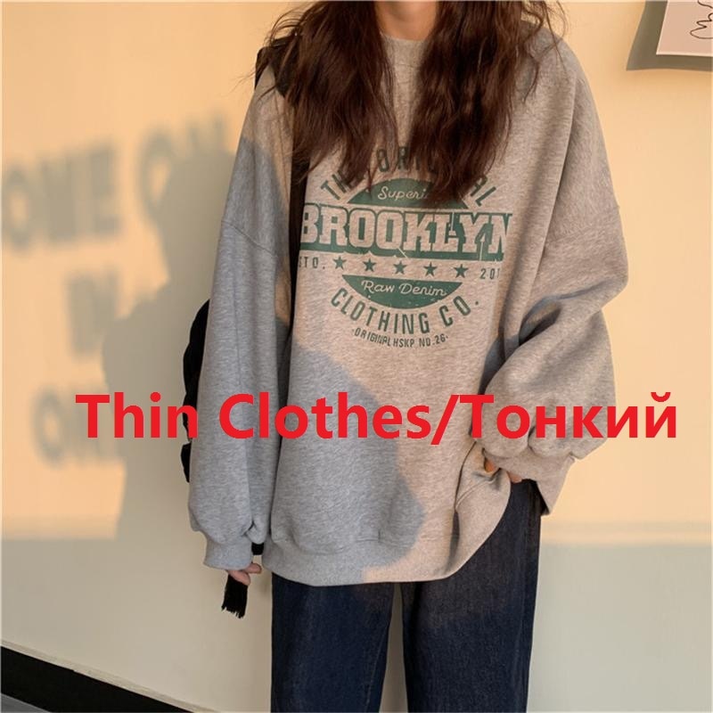 Thin Pullover Sweatshirt Fashion Autumn Designer Loose Crewneck Sweatshirt Harajuku Hoodie Polerones Mujer 2022 Kpop Clothes