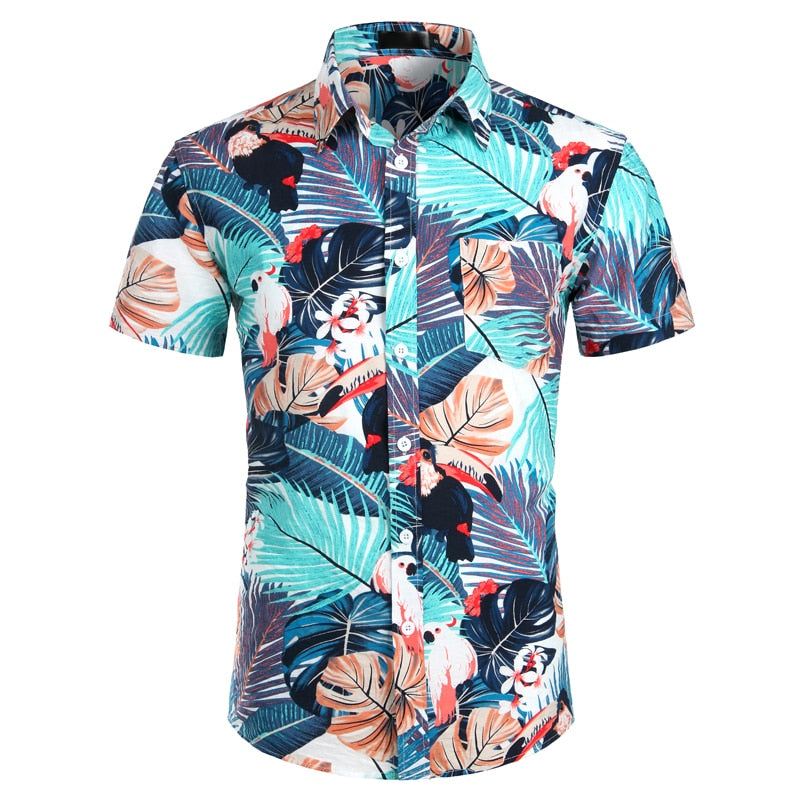 Hawaiihemden Herren Tropisch Rosa Blumen Strandhemd Sommer Kurzarm Urlaubskleidung Lässiges Hawaiihemd Herren USA Größe XXL