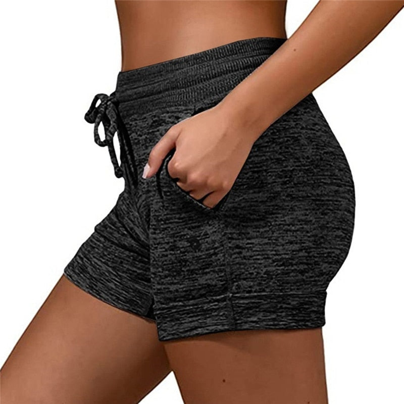 Summer Women Casual Running Sports Shorts Waistband Elastic Waist Shorts Fashion Hot Female Girls Cotton Solid Loose Shorts