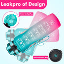 ZOMAKE 32 Unzen motivierende Wasserflasche mit Zeitmarkierung, auslaufsichere Sportwasserflasche BPA-frei, Fruchtwasserflasche Sport 1 Liter