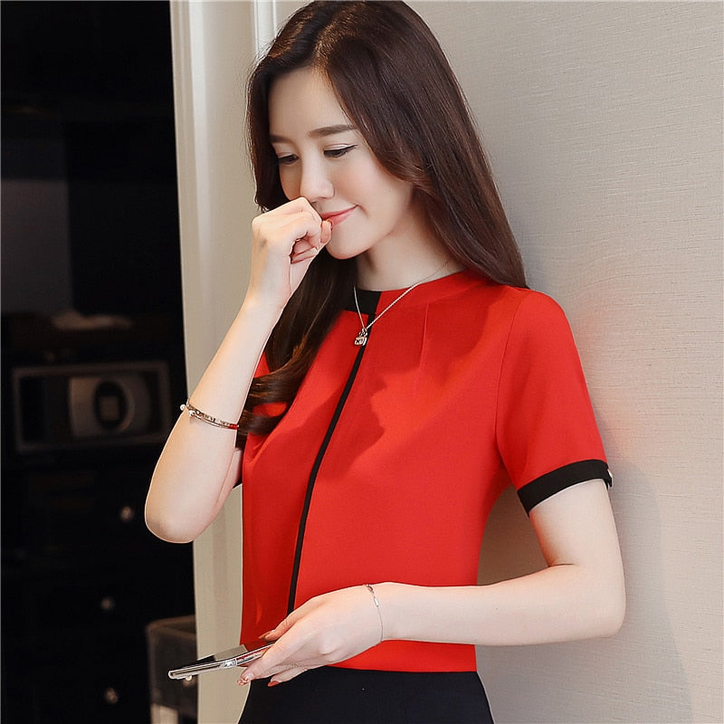 Blusas Mujer De Moda 2020 Womens Clothing Short Sleeve Chiffon Bouse Women Blouses Women Shirts Womens Tops and Blouses 0215 40