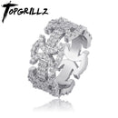 TOPGRILLZ 2020 Neue Schmetterling Ringe Hohe Qualität CZ Ring Kupfer Gold Farbe Iced Zirkonia Mode Hip Hop Schmuck Für Geschenk