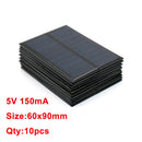 10pcs x 5VDC Solar Panel Power bank 150 160 200 250 500 840 mA Solar Panel 5V Mini Solar Battery cell phone charger portable