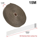 5M/10M/15M Motorcycle Exhaust Thermal Tape Header Heat Wrap Manifold Insulation Roll Resistant with Stainless Ties