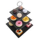 MALACASA Serie Sweet.time 14,5" Hoher 3-stöckiger Kuchenständer aus Stein 6"&amp;8"&amp;10" Servierset aus Naturschiefer mit silbernem Tragegriff