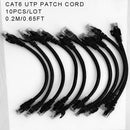 Freies Verschiffen 10pcs/Lot 0.5ft 0.65FT 1FT CAT6 UTP rundes Kabel-Ethernet verkabelt Netz-Draht-Kabel RJ45 Verbindungskabel-Schwarz-LAN-Kabel