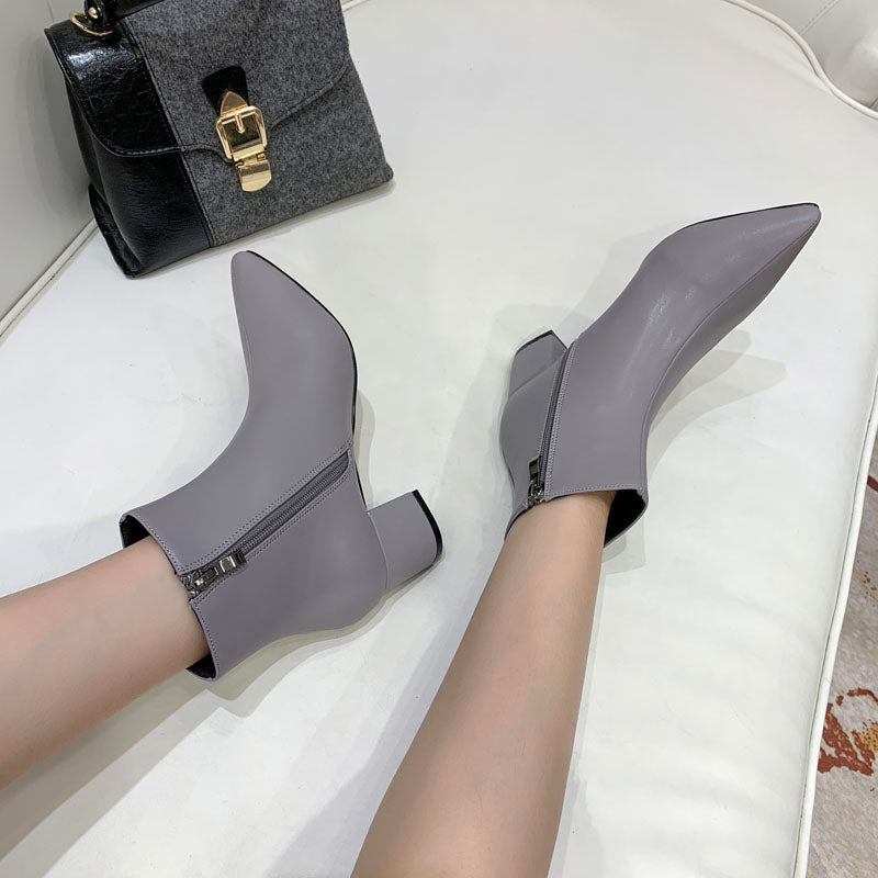 Women&#39;s Shoes Spring and Autumn Women&#39;s Shoes 2019 New Summer Martin&#39;s Shoes Thick Heel High heel White Boots.