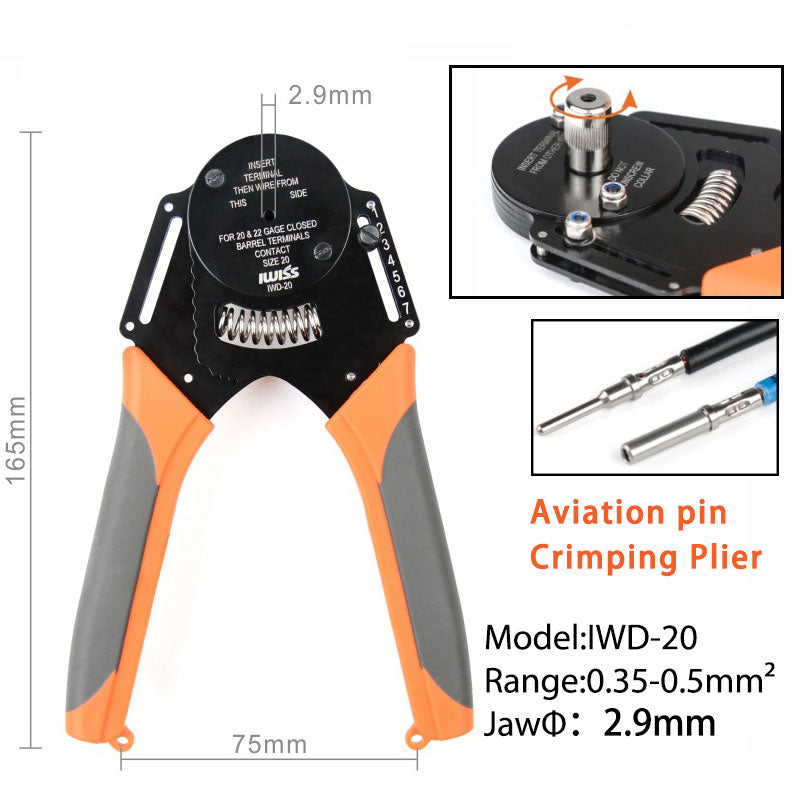 IWD-16 adecuado para alicates de prensado de conector Deutsch, torno de Terminal de coche de mecanizado, Pin macho y hembra, Mini alicates de prensado 16 #